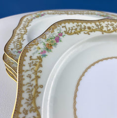 Tea Coffee Serving Set by Noritake, Elvira. 4 Porcelain Cups & Saucers, 4 Square Dessert Salad Plates. Hosting Essentials. Dining Room Decor