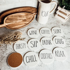 Minimalist Coasters Set - Modern Absorbent Drink Coasters for Home Decor