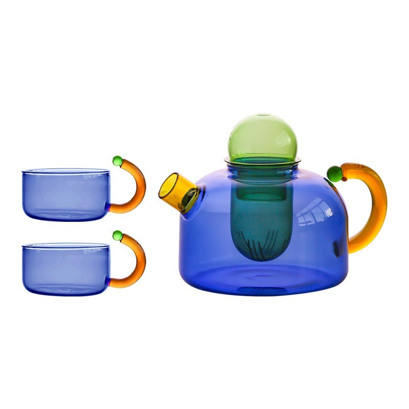 Creative Contrast Color High Temperature Resistant Glass Teapot