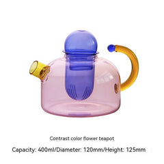 Creative Contrast Color High Temperature Resistant Glass Teapot