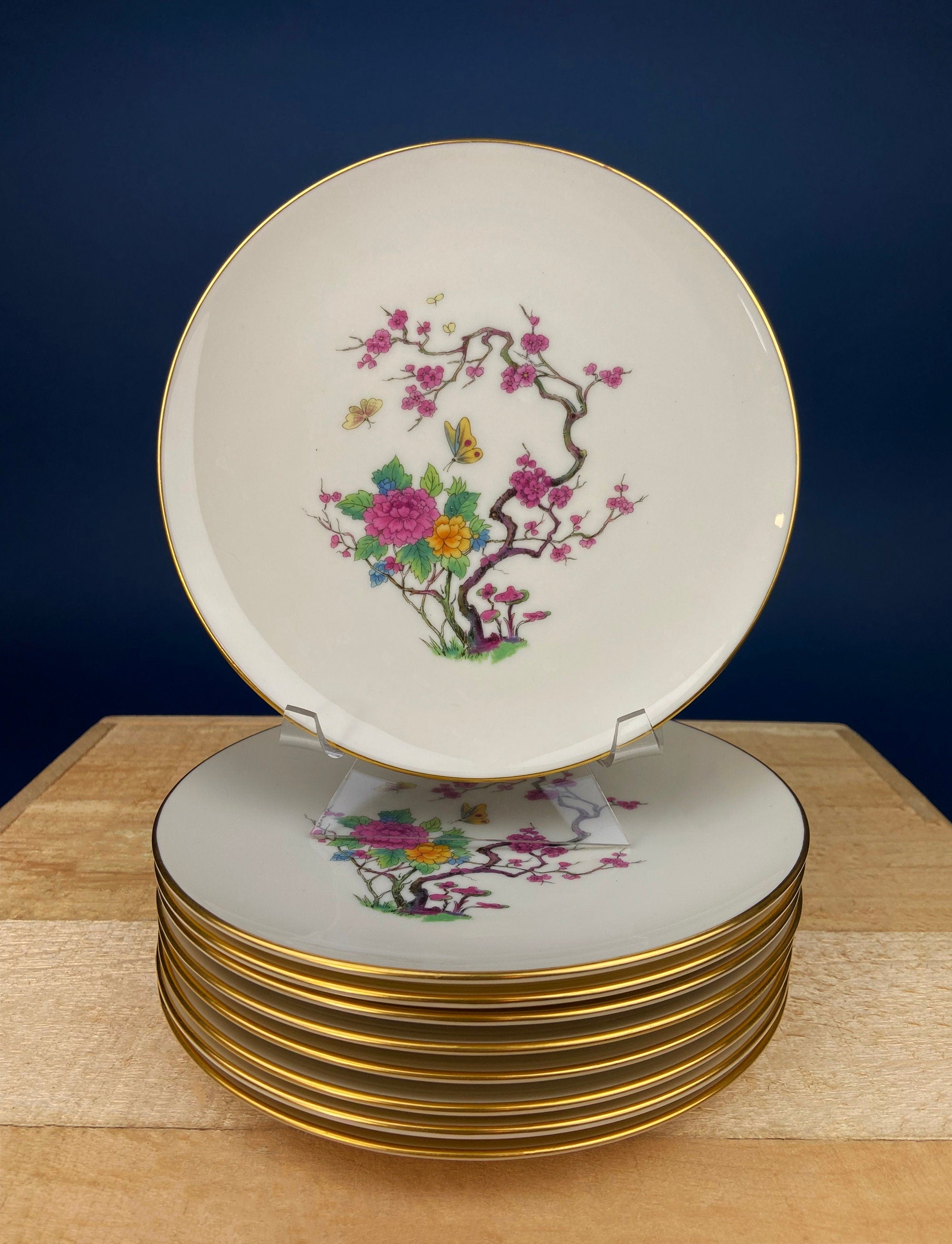 Tea Coffee Serving Set by Noritake, Elvira. 4 Porcelain Cups & Saucers, 4 Square Dessert Salad Plates. Hosting Essentials. Dining Room Decor